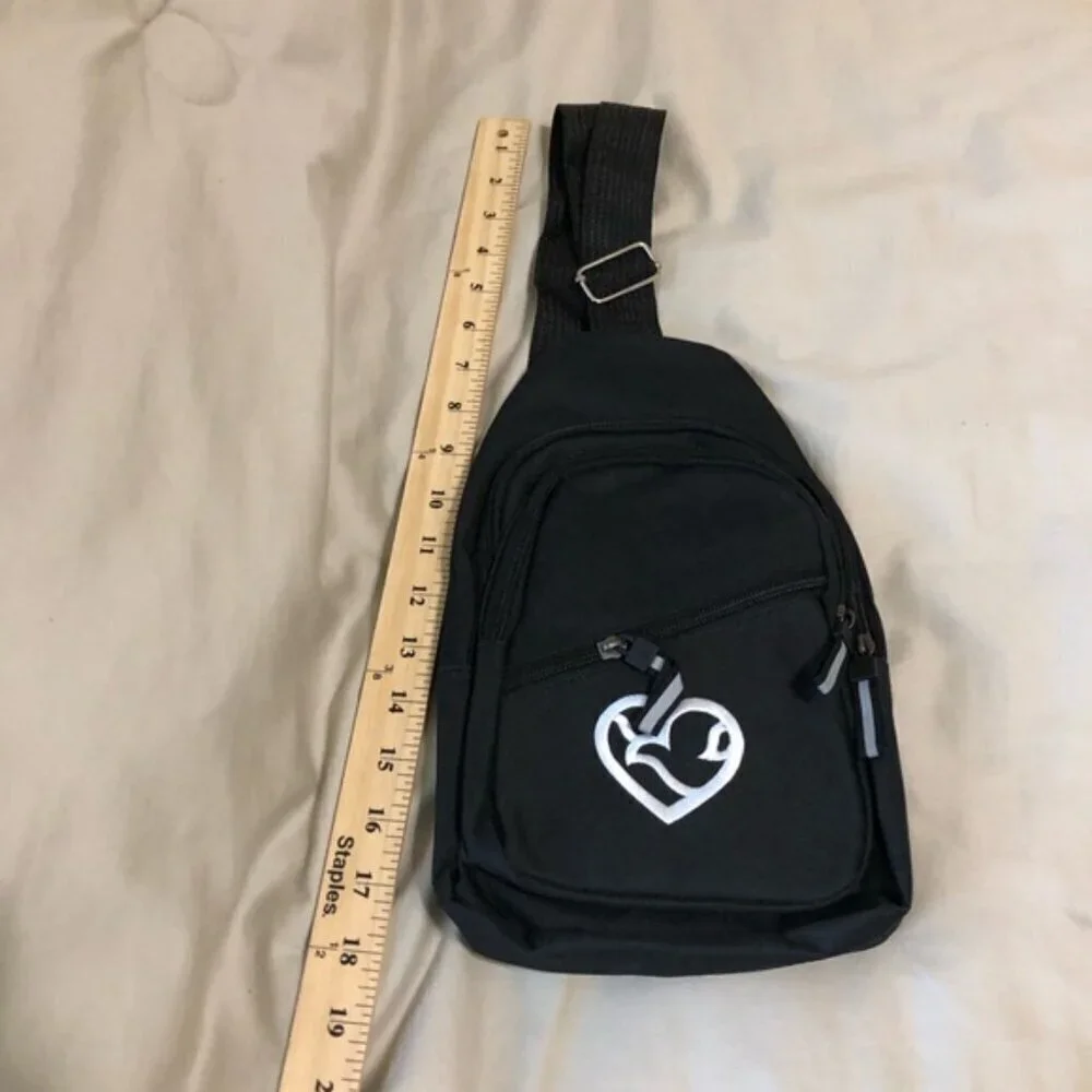 Nebraska Methodist Hospital Black Sling Bag with Heart Dove Design